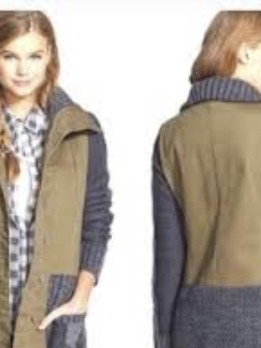 Hem & Thread Olive Body with Charcoal Knit Sleeve & Collar Utility Jacket